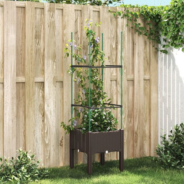 jardiniere treillis a tuteurs modulaires aspect rotin marron 44 x 40 x 142 cm 99ak | jardinna