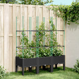 jardiniere treillis a tuteurs modulaires aspect rotin noir 120 x 40 x 142 cm 99zz | jardinna