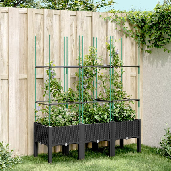 jardiniere treillis a tuteurs modulaires aspect rotin noir 120 x 40 x 142 cm 99zz | jardinna