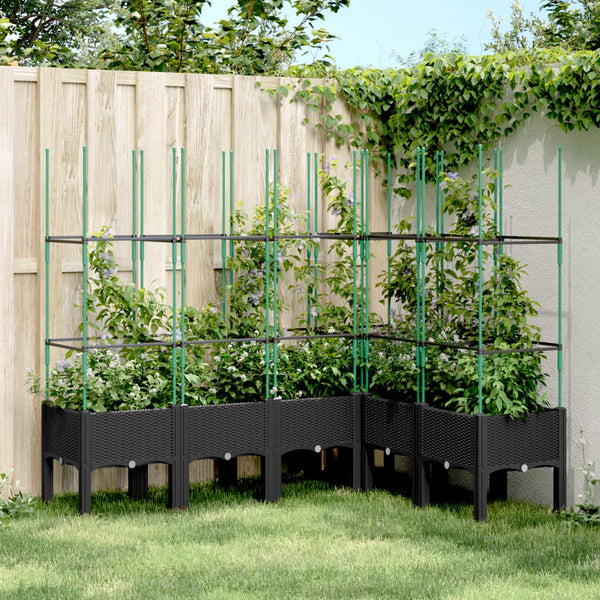 jardiniere treillis a tuteurs modulaires aspect rotin noir 160 x 120 x 142 cm 04zu | jardinna