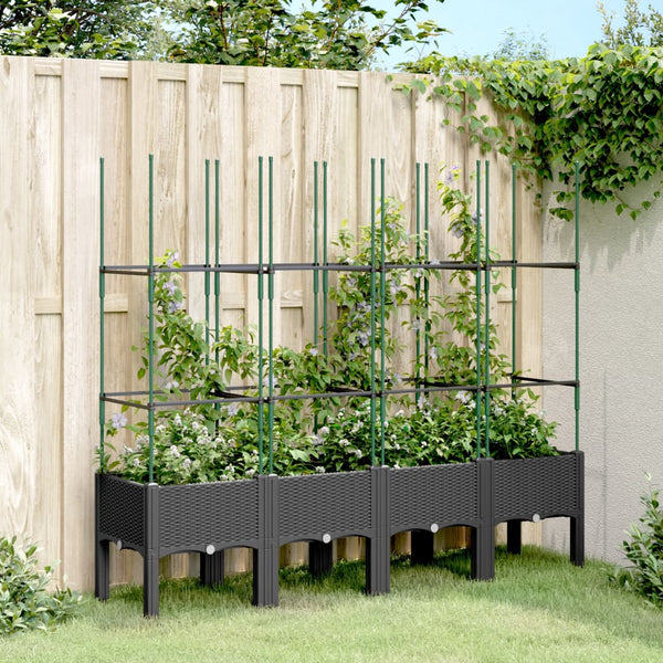 jardiniere treillis a tuteurs modulaires aspect rotin noir 160 x 40 x 142 cm 69fu | jardinna