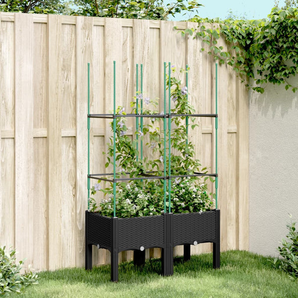 jardiniere treillis a tuteurs modulaires aspect rotin noir 80 x 40 x 142 cm 33di | jardinna