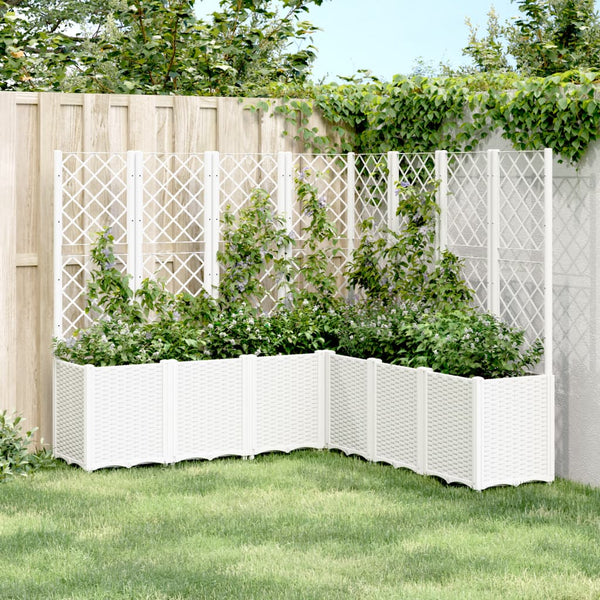 jardiniere treillis modulaire aspect rotin drainage facile blanc 160 x 160 x 140 cm 1 | jardinna