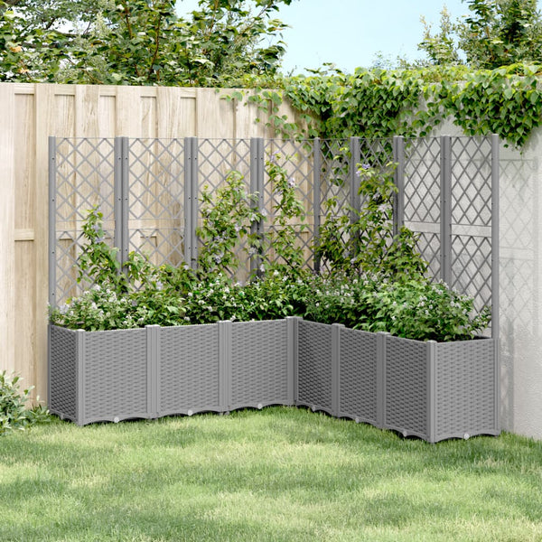 jardiniere treillis modulaire aspect rotin drainage facile gris clair 160 x 160 x 140 cm 1 | jardinna