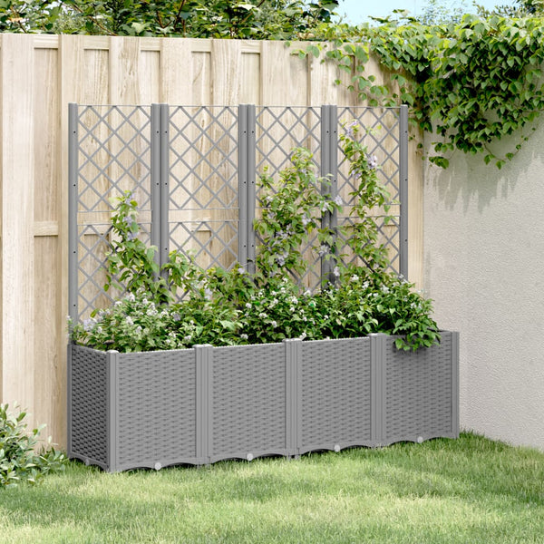 jardiniere treillis modulaire aspect rotin drainage facile gris clair 160 x 40 x 140 cm 1 | jardinna
