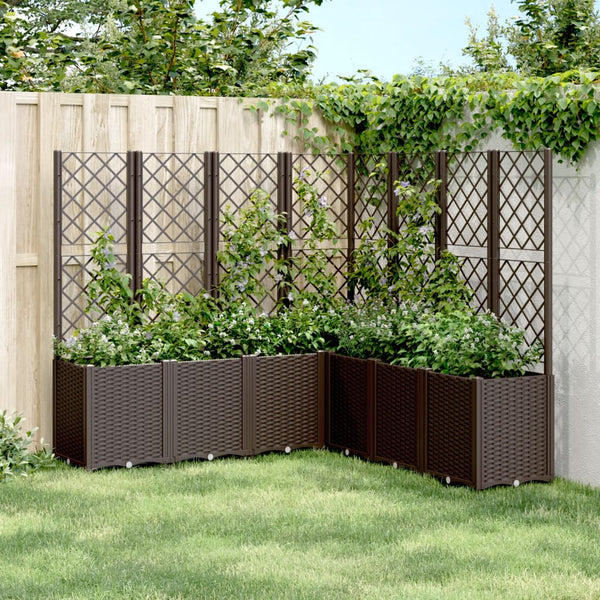 jardiniere treillis modulaire aspect rotin drainage facile marron 160 x 160 x 140 cm 1 | jardinna