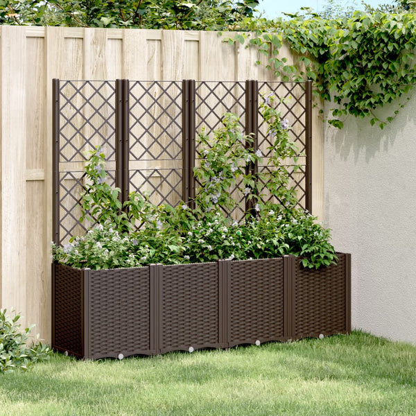 jardiniere treillis modulaire aspect rotin drainage facile marron 160 x 40 x 140 cm 1 | jardinna