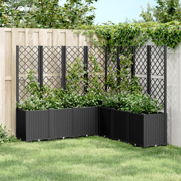 jardiniere treillis modulaire aspect rotin drainage facile noir 160 x 160 x 140 cm 1 | jardinna
