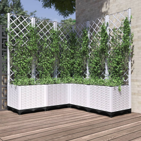 jardiniere treillis modulaire resine tressee blanc 120 x 120 x 136 cm 78kk | jardinna