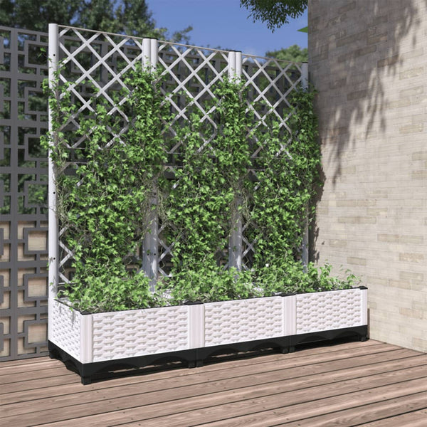 jardiniere treillis modulaire resine tressee blanc 120 x 40 x 121 cm 76fg | jardinna