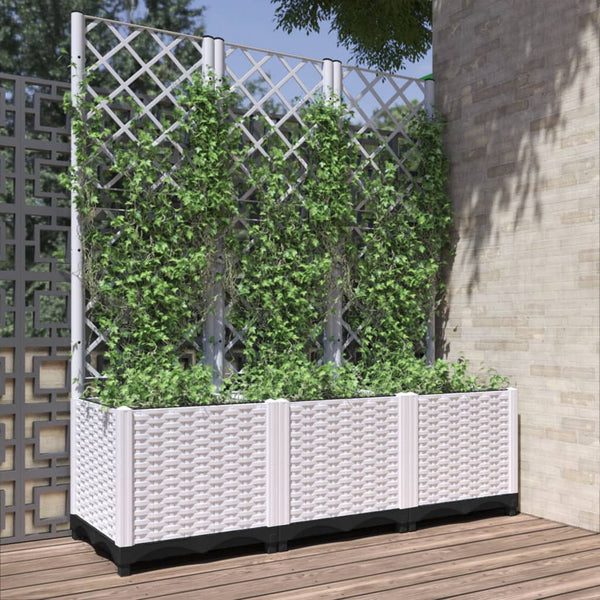 jardiniere treillis modulaire resine tressee blanc 120 x 40 x 136 cm 30wj | jardinna