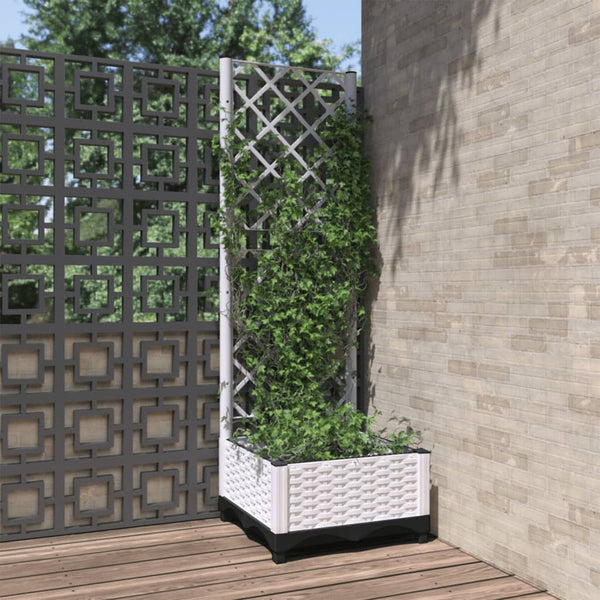 jardiniere treillis modulaire resine tressee blanc 40 x 40 x 121 cm 96ij | jardinna