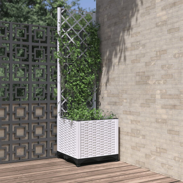 jardiniere treillis modulaire resine tressee blanc 40 x 40 x 136 cm 92xr | jardinna