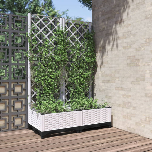 jardiniere treillis modulaire resine tressee blanc 80 x 40 x 121 cm 64lx | jardinna