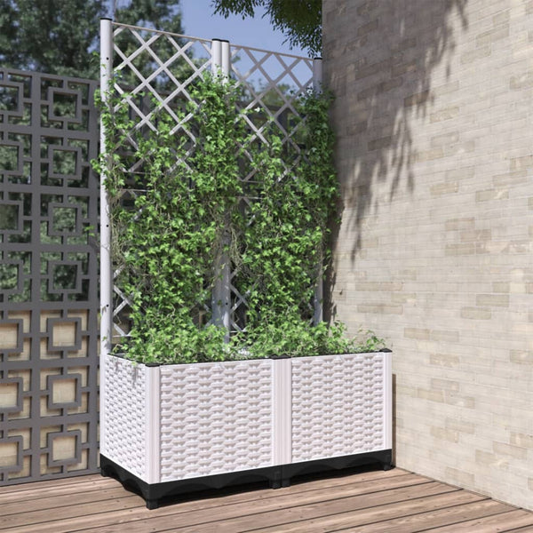 jardiniere treillis modulaire resine tressee blanc 80 x 40 x 136 cm 29gi | jardinna