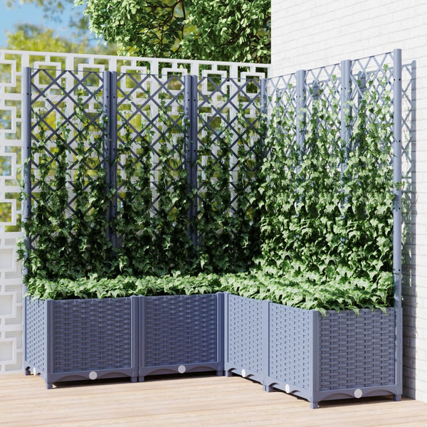 jardiniere treillis modulaire resine tressee gris bleu 120 x 120 x 136 cm 07xf | jardinna