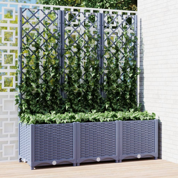 jardiniere treillis modulaire resine tressee gris bleu 120 x 40 x 136 cm 49to | jardinna