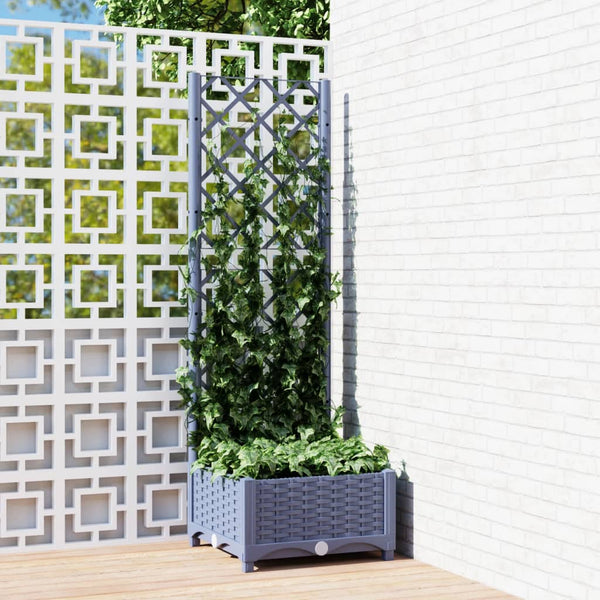 jardiniere treillis modulaire resine tressee gris bleu 40 x 40 x 121 cm 43mz | jardinna