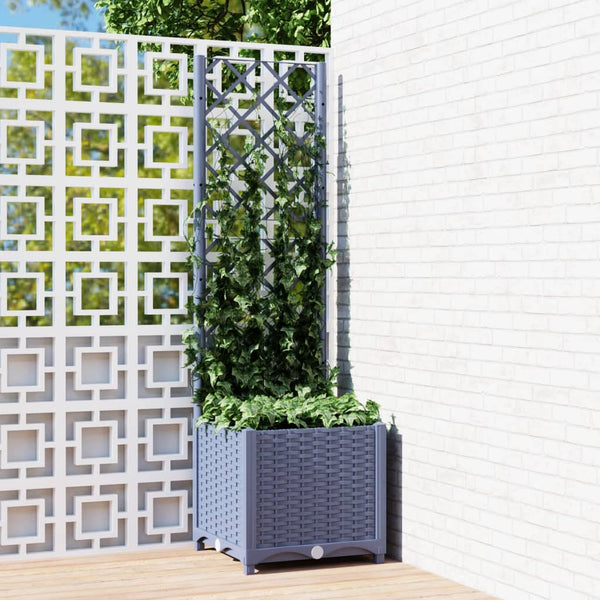 jardiniere treillis modulaire resine tressee gris bleu 40 x 40 x 136 cm 12em | jardinna