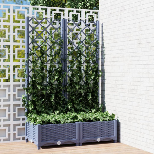 jardiniere treillis modulaire resine tressee gris bleu 80 x 40 x 121 cm 55kc | jardinna