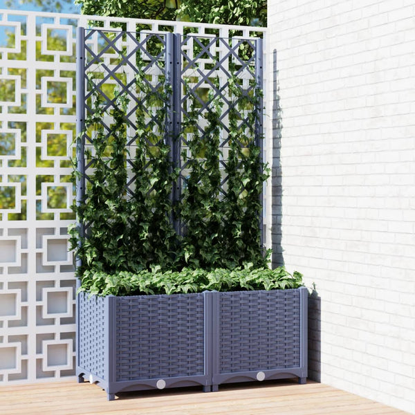 jardiniere treillis modulaire resine tressee gris bleu 80 x 40 x 136 cm 95nf | jardinna