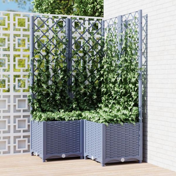 jardiniere treillis modulaire resine tressee gris bleu 80 x 80 x 136 cm 47gs | jardinna