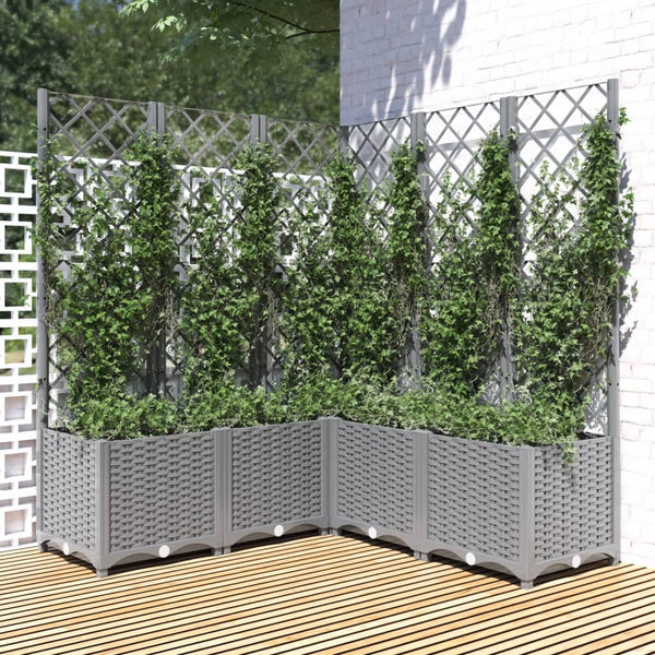 jardiniere treillis modulaire resine tressee gris clair 120 x 120 x 136 cm 19db | jardinna