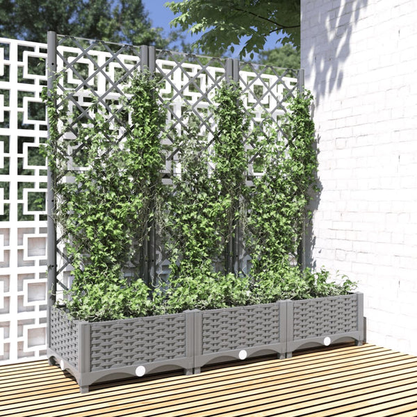 jardiniere treillis modulaire resine tressee gris clair 120 x 40 x 121 cm 02zg | jardinna