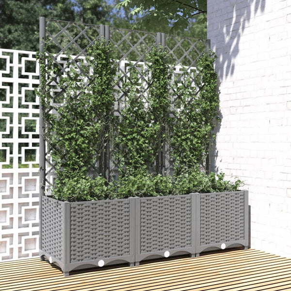 jardiniere treillis modulaire resine tressee gris clair 120 x 40 x 136 cm 93mw | jardinna