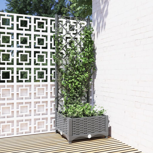 jardiniere treillis modulaire resine tressee gris clair 40 x 40 x 121 cm 32jm | jardinna