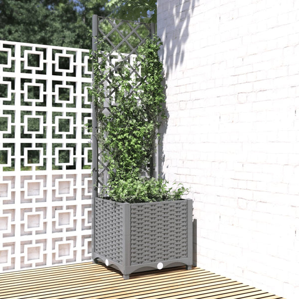 jardiniere treillis modulaire resine tressee gris clair 40 x 40 x 136 cm 35tx | jardinna