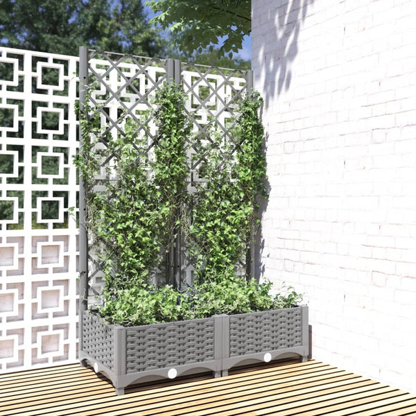 jardiniere treillis modulaire resine tressee gris clair 80 x 40 x 121 cm 39nj | jardinna