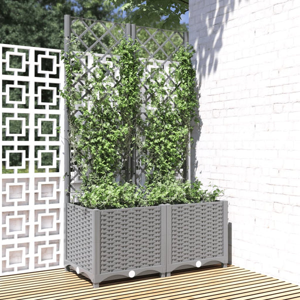 jardiniere treillis modulaire resine tressee gris clair 80 x 40 x 136 cm 40yr | jardinna
