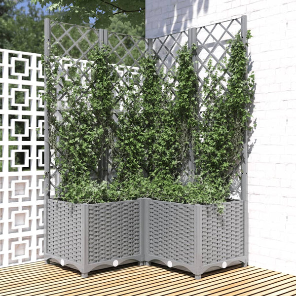 jardiniere treillis modulaire resine tressee gris clair 80 x 80 x 136 cm 72ax | jardinna