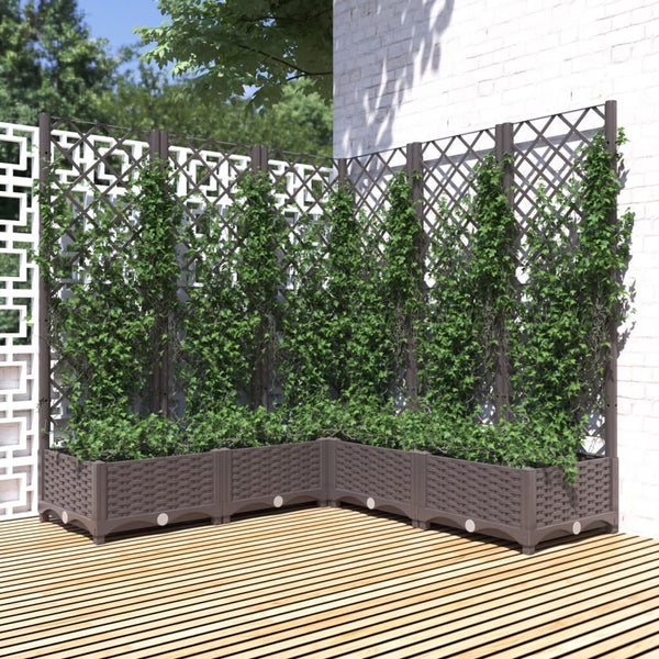 jardiniere treillis modulaire resine tressee marron 120 x 120 x 121 cm 89ee | jardinna