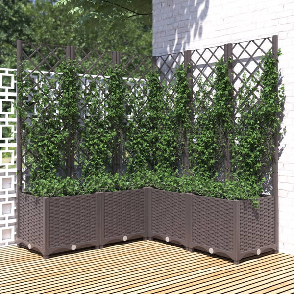jardiniere treillis modulaire resine tressee marron 120 x 120 x 136 cm 58fj | jardinna