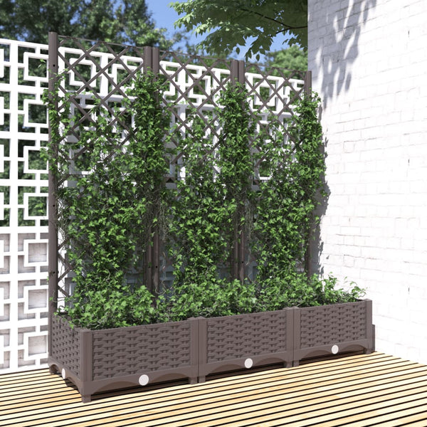 jardiniere treillis modulaire resine tressee marron 120 x 40 x 121 cm 21nr | jardinna