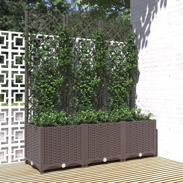 jardiniere treillis modulaire resine tressee marron 120 x 40 x 136 cm 17wr | jardinna