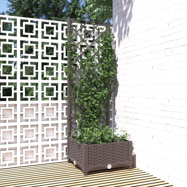 jardiniere treillis modulaire resine tressee marron 40 x 40 x 121 cm 74ue | jardinna