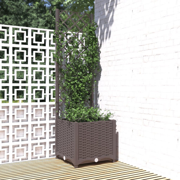 jardiniere treillis modulaire resine tressee marron 40 x 40 x 136 cm 23hp | jardinna