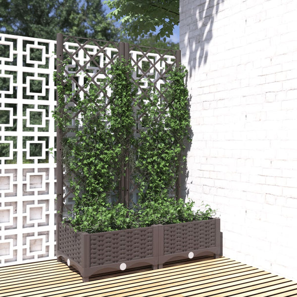 jardiniere treillis modulaire resine tressee marron 80 x 40 x 121 cm 60to | jardinna