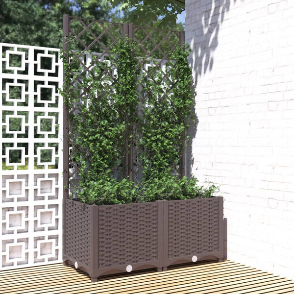jardiniere treillis modulaire resine tressee marron 80 x 40 x 136 cm 74zc | jardinna