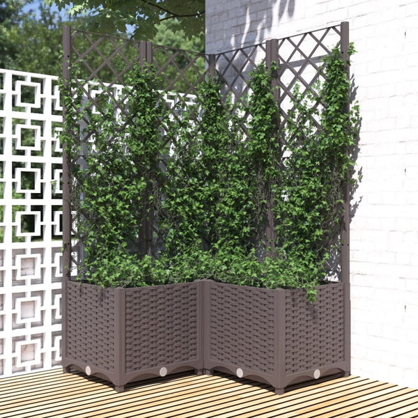 jardiniere treillis modulaire resine tressee marron 80 x 80 x 136 cm 59cs | jardinna