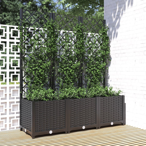 jardiniere treillis modulaire resine tressee noir 120 x 40 x 136 cm 95uu | jardinna