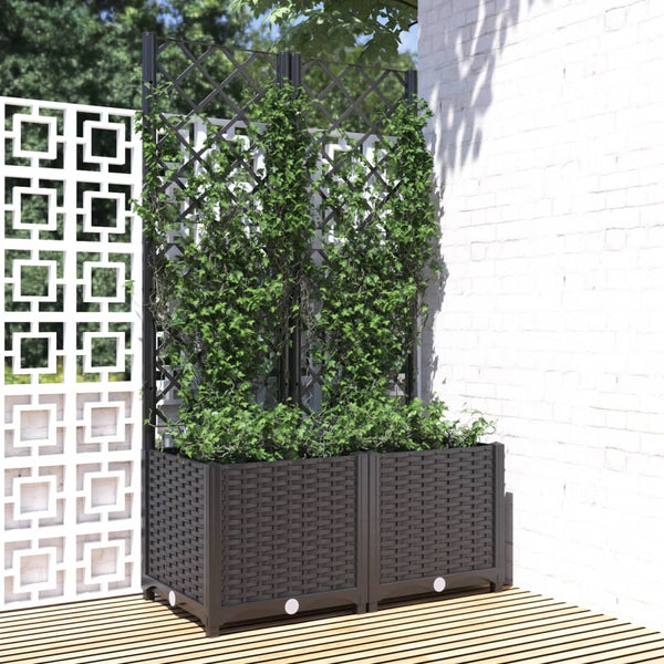 jardiniere treillis modulaire resine tressee noir 80 x 40 x 136 cm 11dh | jardinna