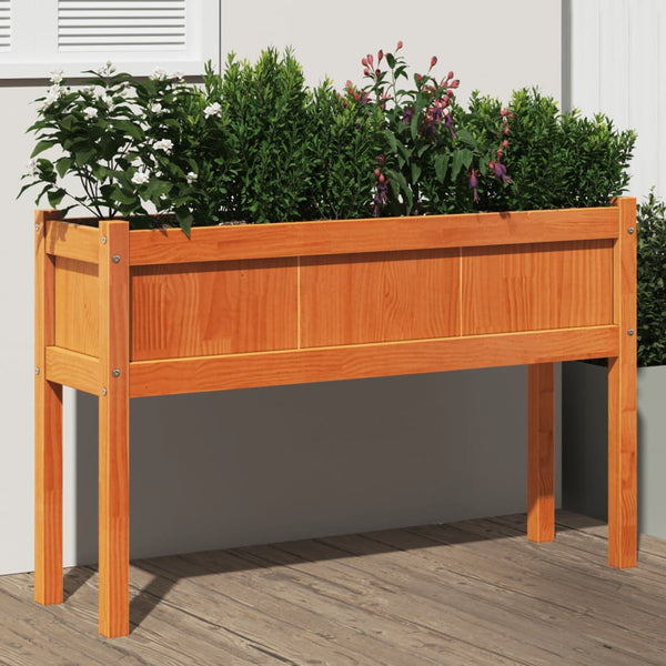 jardinieres pieds 110x31x70 cm bois pin massif bois pin brun 2 | jardinna