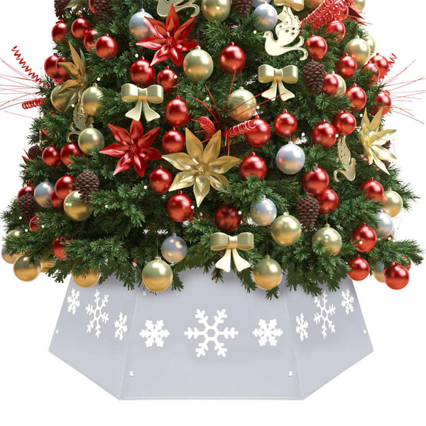 jupe sapin noel motif neige 68x25 cm argente blanc 1 | jardinna