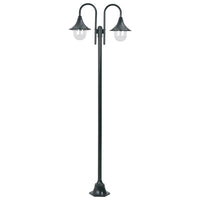 lampadaire jardin 220cm aluminium 2 lanternes vert fonce | jardinna