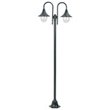 lampadaire jardin 220cm aluminium 2 lanternes vert fonce | jardinna