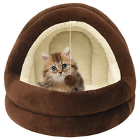 lit chat creme marron 40 x 40 x 35 cm | jardinna